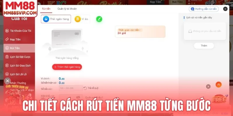 Chi tiết cách rút tiền MM88 từng bước